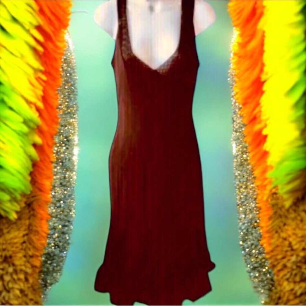 Joseph Ribkoff Chocolate Brown Midi Dress Pleated Seam Flared Made in Canada